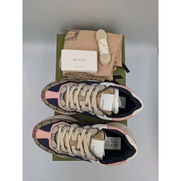 Gucci Women’s GG Rhyton Canvas Leather Low Top Sneakers Multicolor EU36.5 620185 - Picture 11 of 12